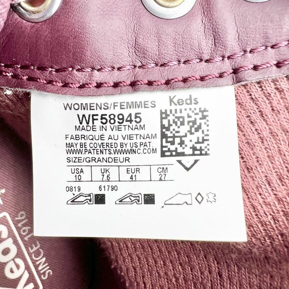 Keds Womens Maroon Sneakers Size 10 Durable Canvas Stripe Details High-Top - Picture 6 of 7